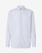 Shirt Microcheck Blu In Cotone