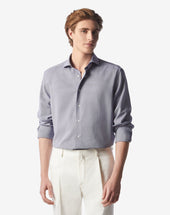 Shirt Pied De Poule Celeste In Cotone