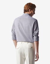 Shirt Pied De Poule Celeste In Cotone