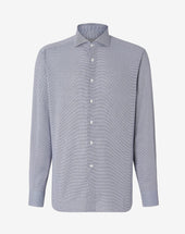 Shirt Pied De Poule Celeste In Cotone