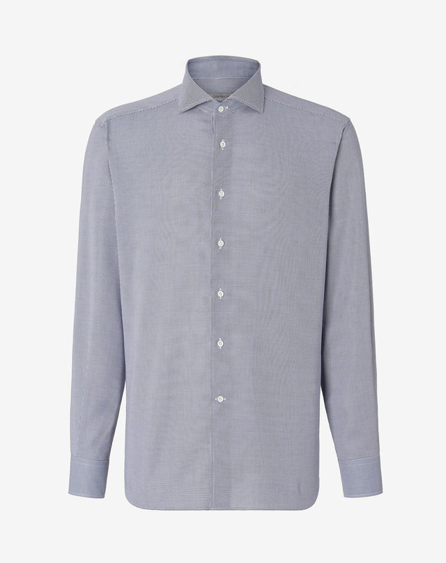 Shirt Pied De Poule Celeste In Cotone