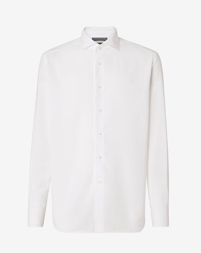 Shirt pied de poule bianco in cotone