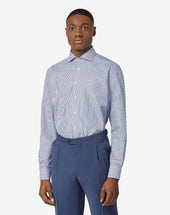 Shirt A Righe Blu In Puro Cotone