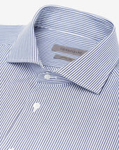 Shirt A Righe Blu In Puro Cotone