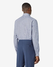 Shirt A Righe Blu In Puro Cotone