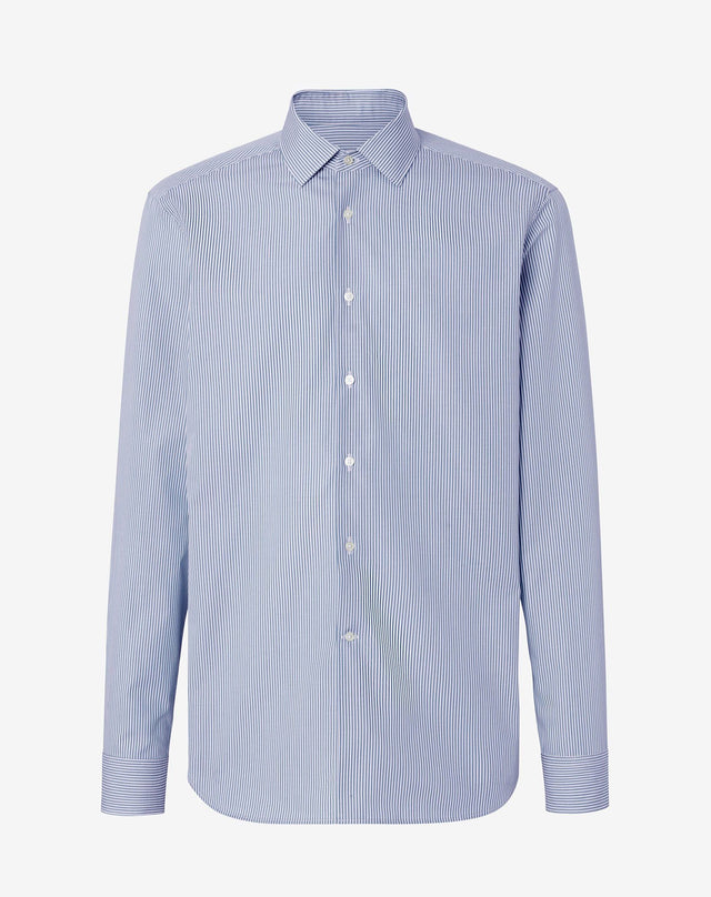 Shirt A Righe Blu In Puro Cotone
