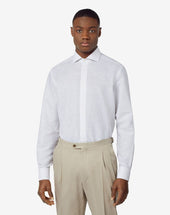 Shirt Sabbia In Lino E Cotone Con Fantasia