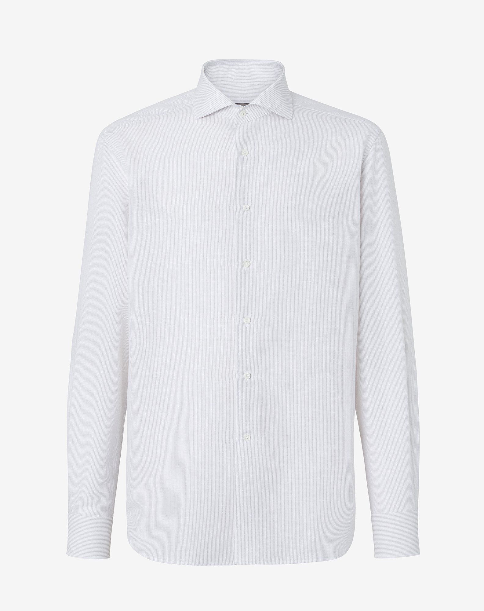 Shirt sabbia in lino e cotone con fantasia