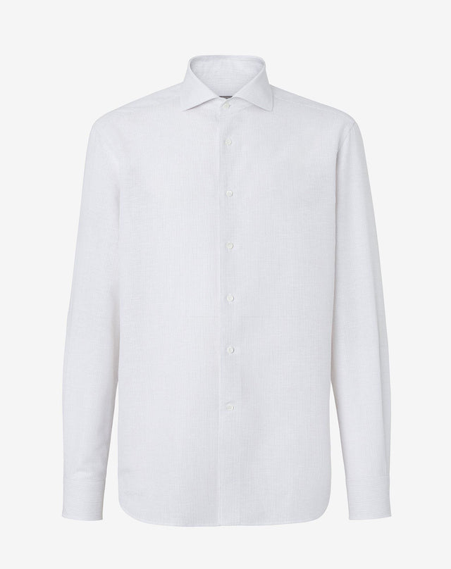 Shirt sabbia in lino e cotone con fantasia