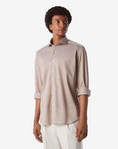 Shirt Sabbia In Jersey Di Cotone Oxford
