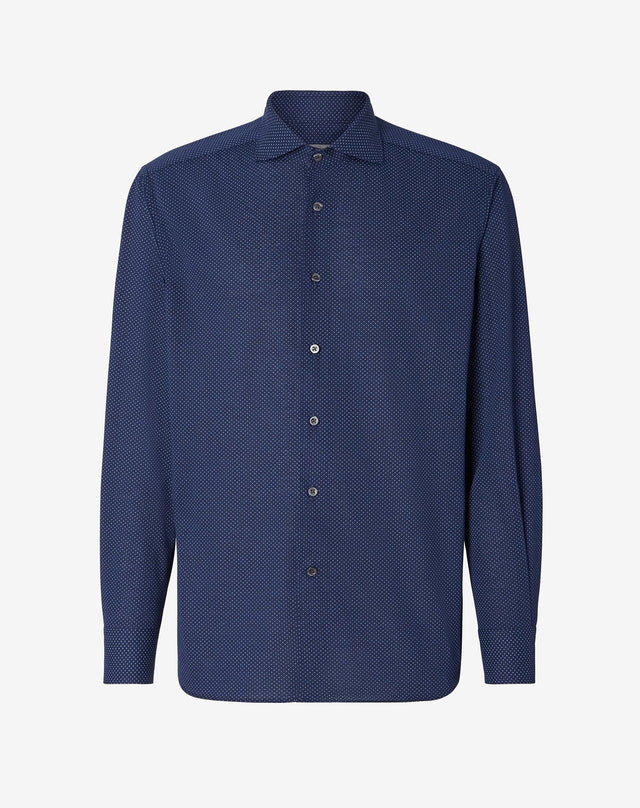 Shirt blu in cotone con stampa