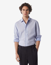 Shirt Celeste In Cotone A Nido D Ape