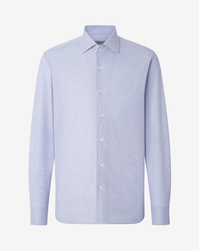 Shirt celeste in cotone a nido d'ape