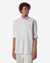 Shirt Microcheck Azzurra E Beige In Cotone
