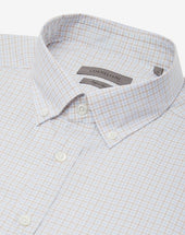 Shirt Microcheck Azzurra E Beige In Cotone