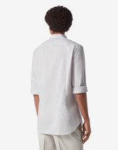 Shirt Microcheck Azzurra E Beige In Cotone