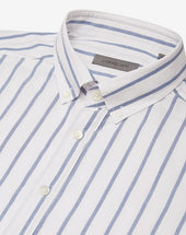 Shirt A Righe Blu In Popeline Di Cotone
