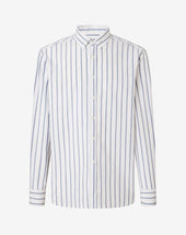 Shirt A Righe Blu In Popeline Di Cotone