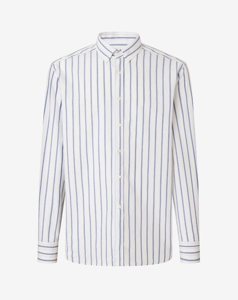 Shirt a righe blu in popeline di cotone
