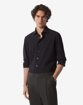 Shirt Nera In Tessuto Traveltech