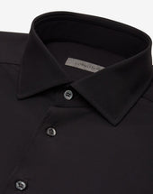Shirt Nera In Tessuto Traveltech