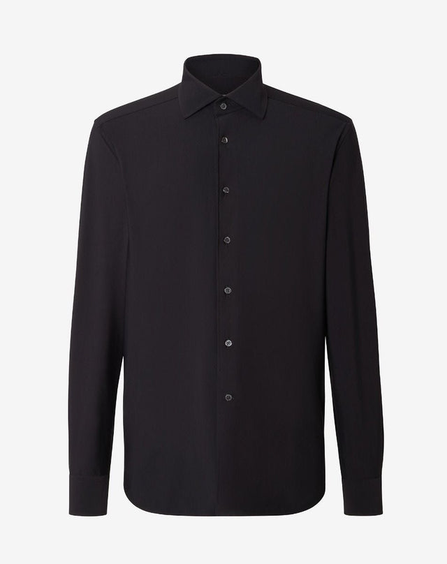 Shirt Nera In Tessuto Traveltech