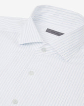 Shirt Micro Rigata Azzurra In Cotone