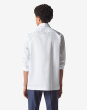 Shirt Micro Rigata Azzurra In Cotone