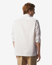 Shirt Micro Rigata Grigia In Cotone