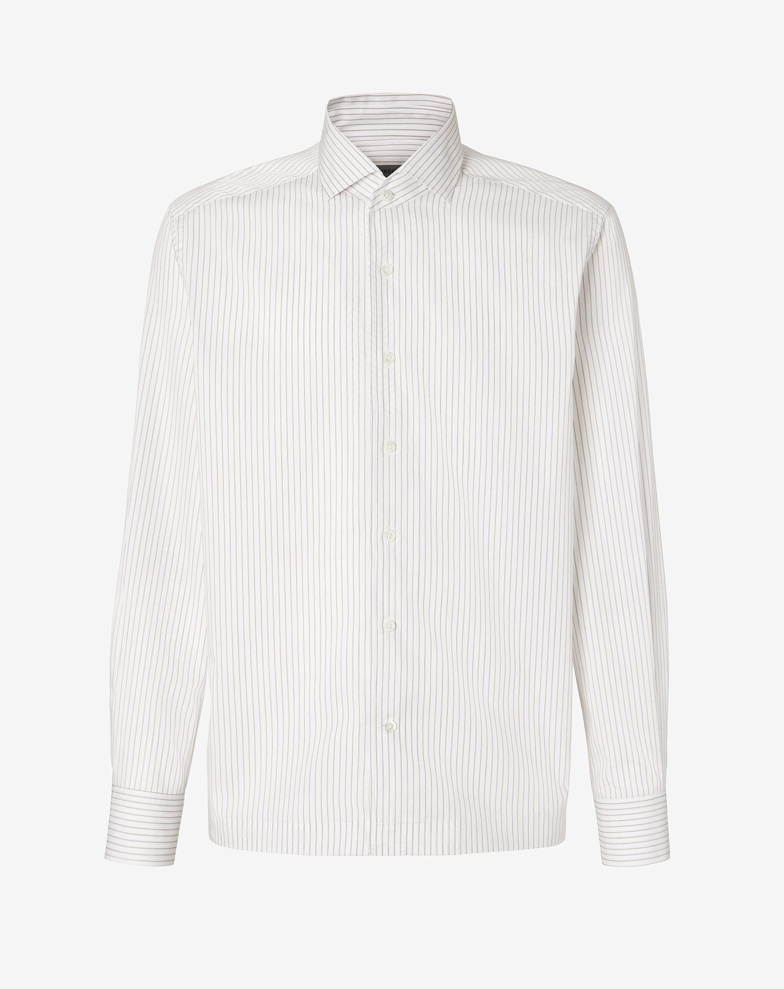 Shirt micro rigata grigia in cotone