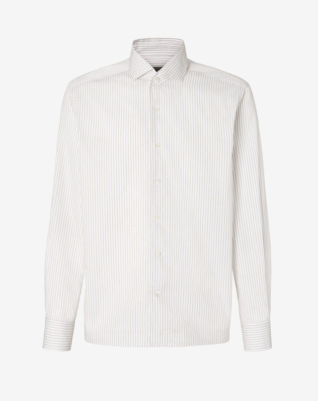 Shirt micro rigata grigia in cotone