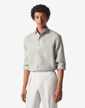 Shirt In Lino Con Trama