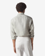 Shirt In Lino Con Trama