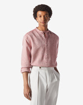 Shirt Bordeaux In Lino Chambray