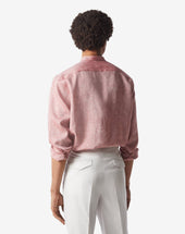 Shirt Bordeaux In Lino Chambray