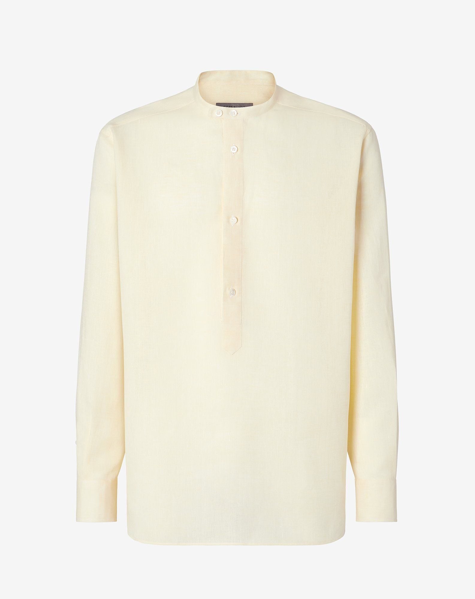 Shirt gialla in lino chambray