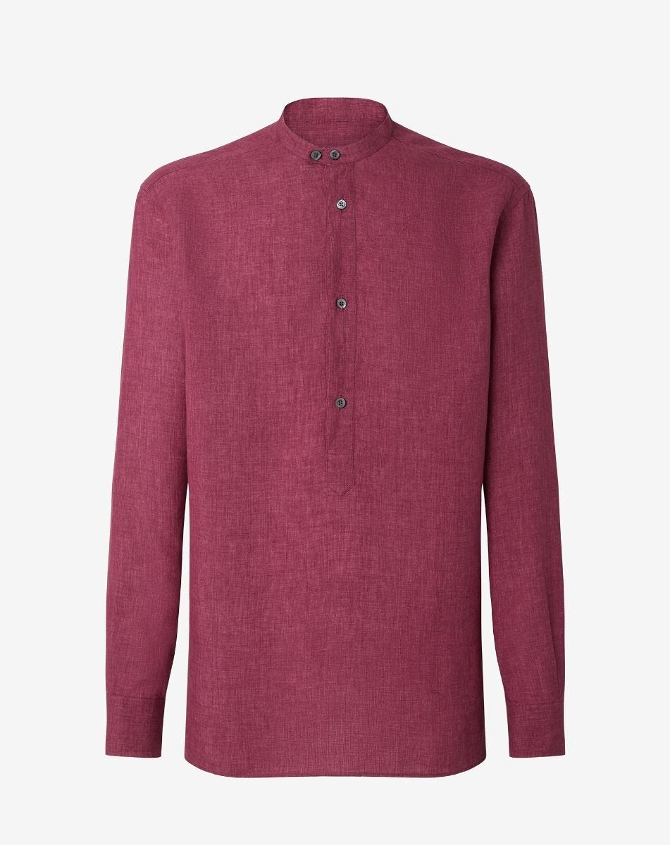 Shirt Bordeaux In Puro Lino Delav