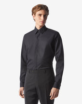 Shirt Smoking In Popeline Di Cotone Nera