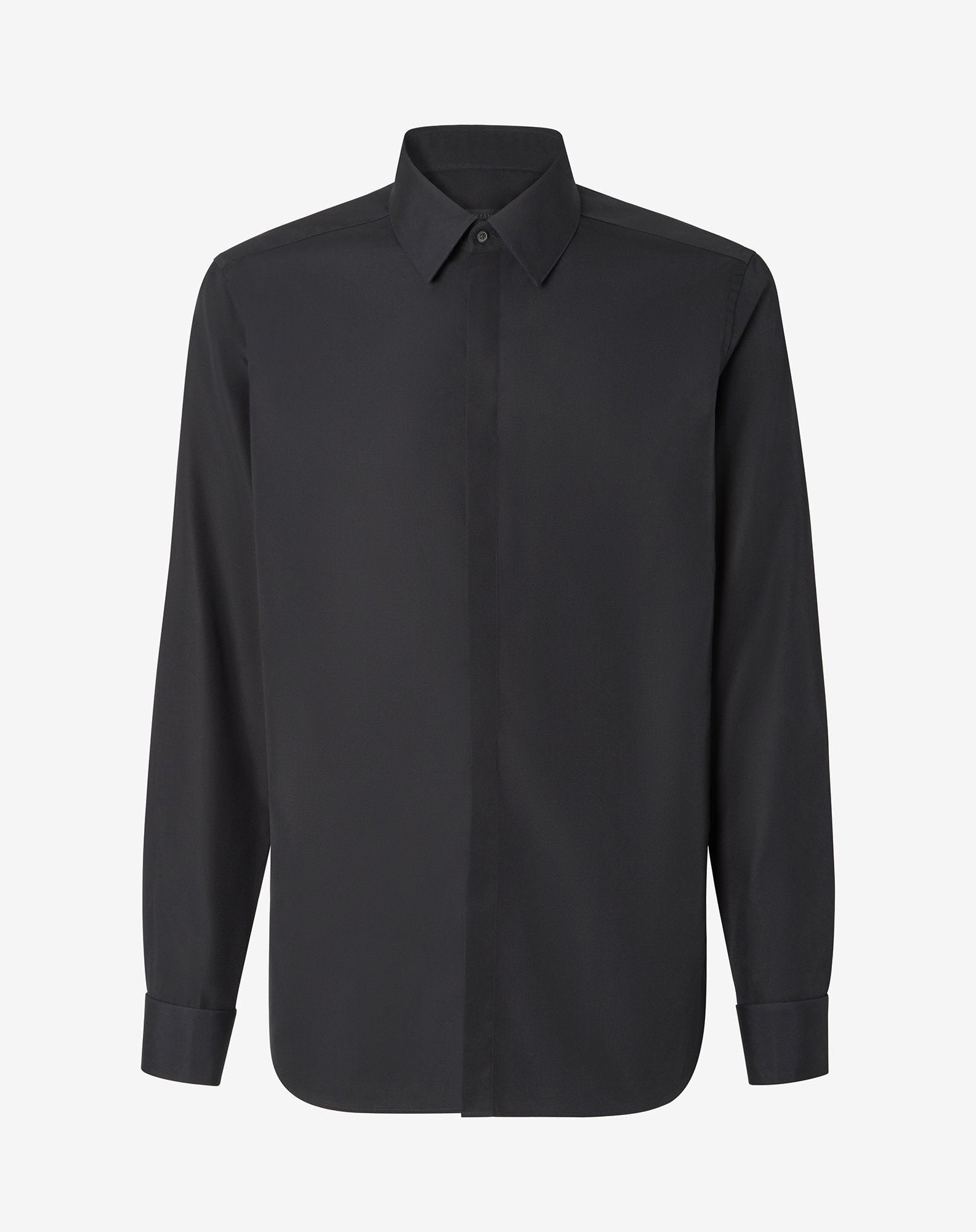 Shirt smoking in popeline di cotone nera