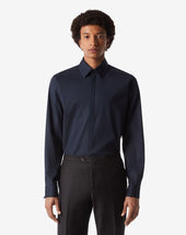 Shirt Smoking In Popeline Di Cotone Stretch Navy