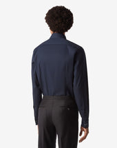 Shirt Smoking In Popeline Di Cotone Stretch Navy