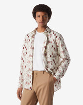 Shirt Bordeaux In Seta Stampata