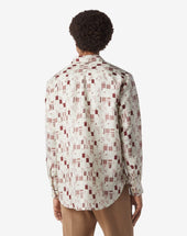 Shirt Bordeaux In Seta Stampata