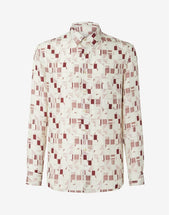 Shirt Bordeaux In Seta Stampata