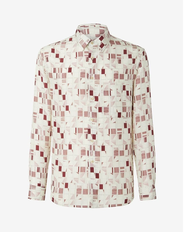 Shirt Bordeaux In Seta Stampata