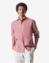 Shirt Bordeaux In Puro Lino