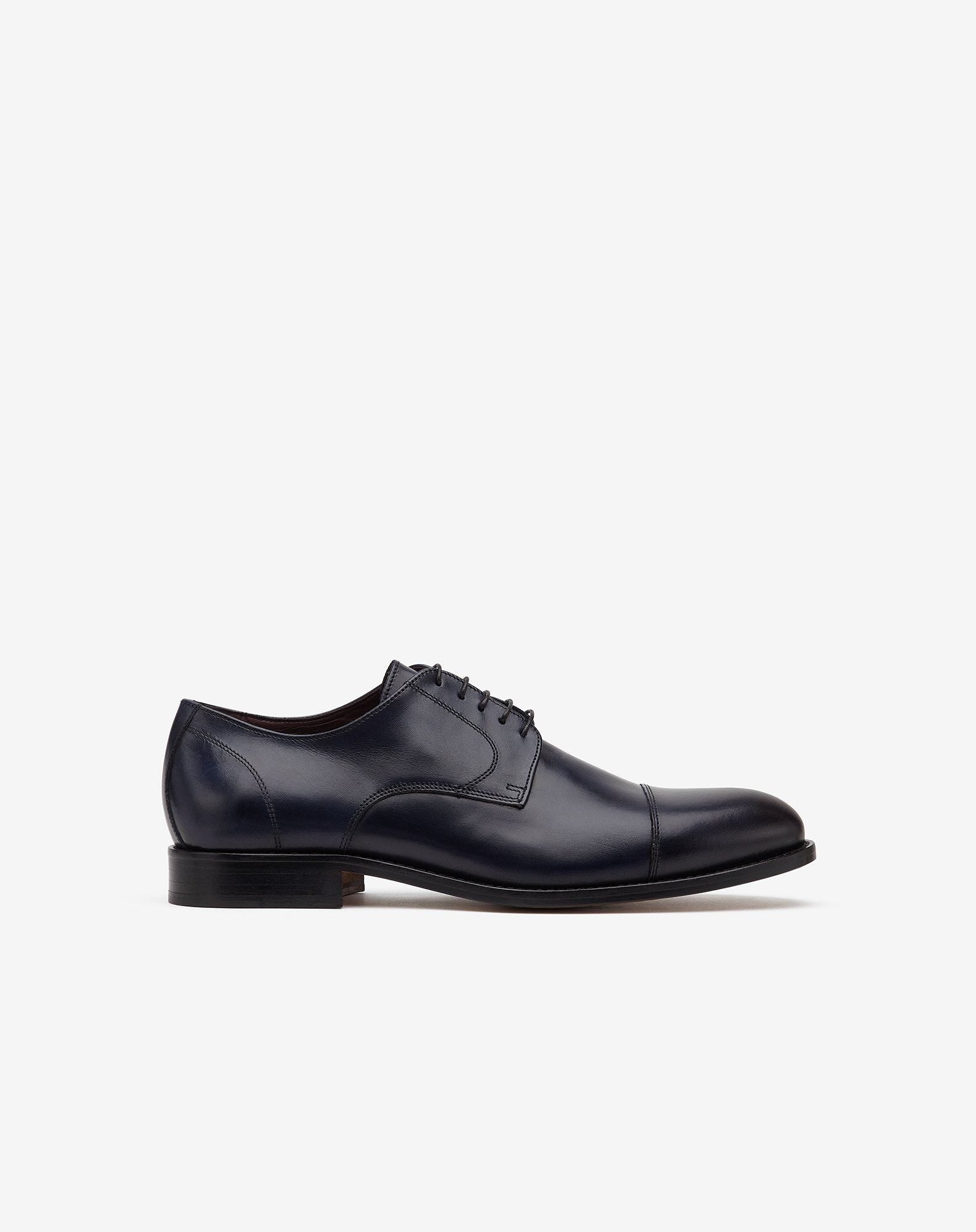 Shoes Derby Navy In Pelle Liscia