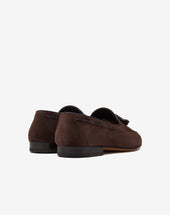 Mocassini Scuro In Suede Con Nappe