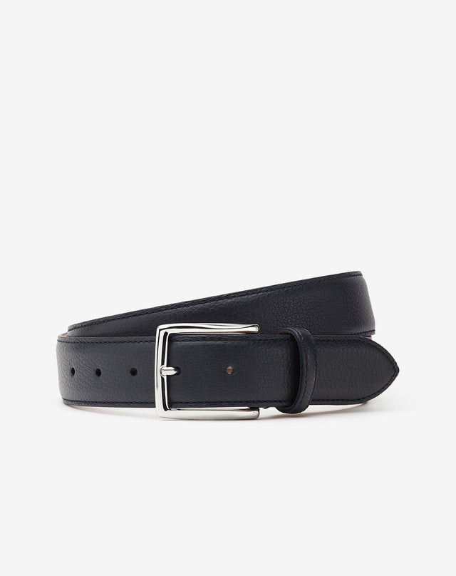 Belt blu navy in pelle stampa cervo