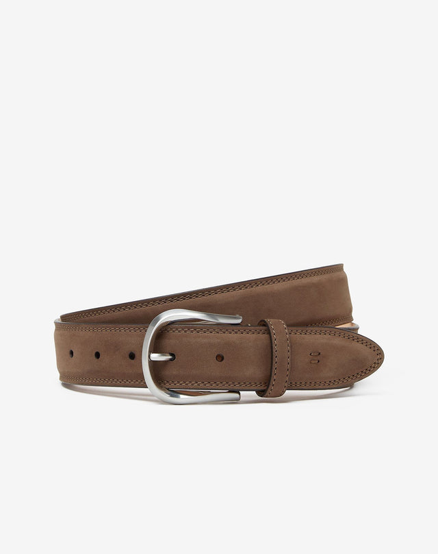 Belt In Nabuk Con Fibbia In Ottone